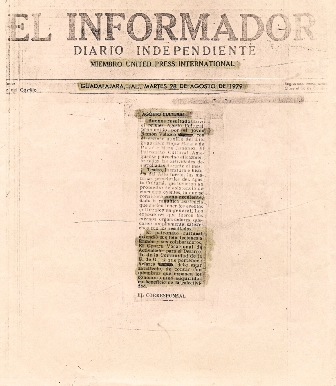 Primera nota periodística Agosto Cultural 1979.